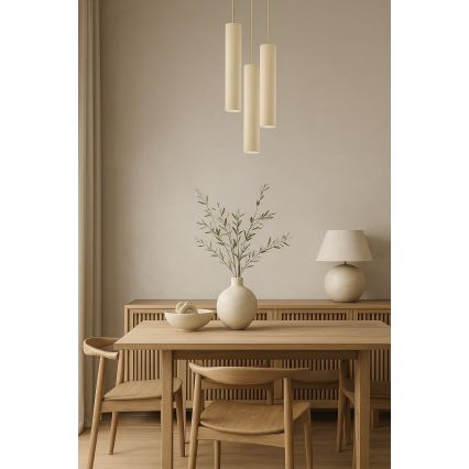 Brilagi - Lustră suspendată pe cablu TUBE 3xGU10/15W/230V bej/auriu