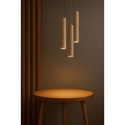 Brilagi - Lustră suspendată pe cablu TUBE 3xGU10/15W/230V bej/auriu