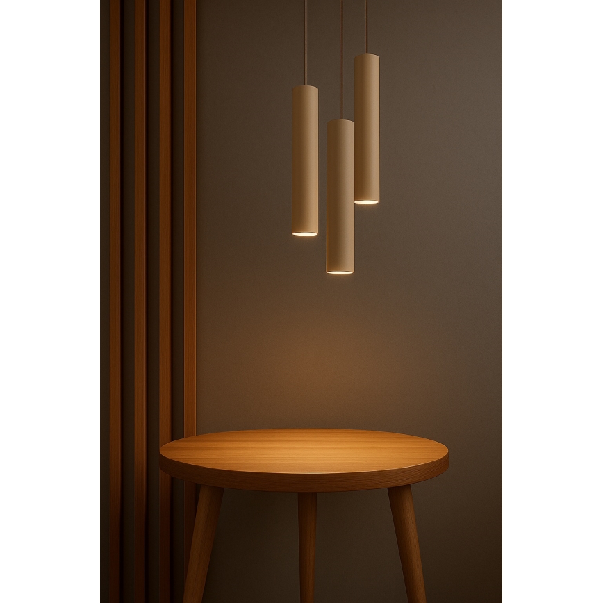 Brilagi - Lustră suspendată pe cablu TUBE 3xGU10/15W/230V bej/auriu