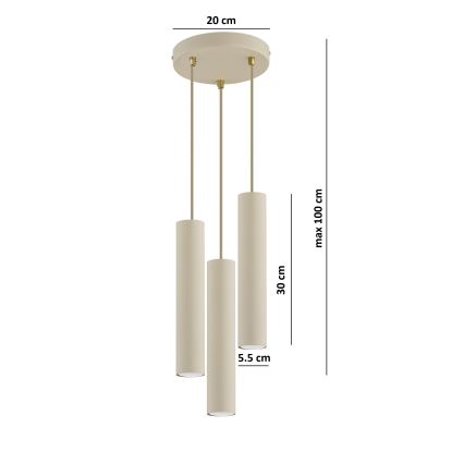 Brilagi - Lustră suspendată pe cablu TUBE 3xGU10/15W/230V bej/auriu