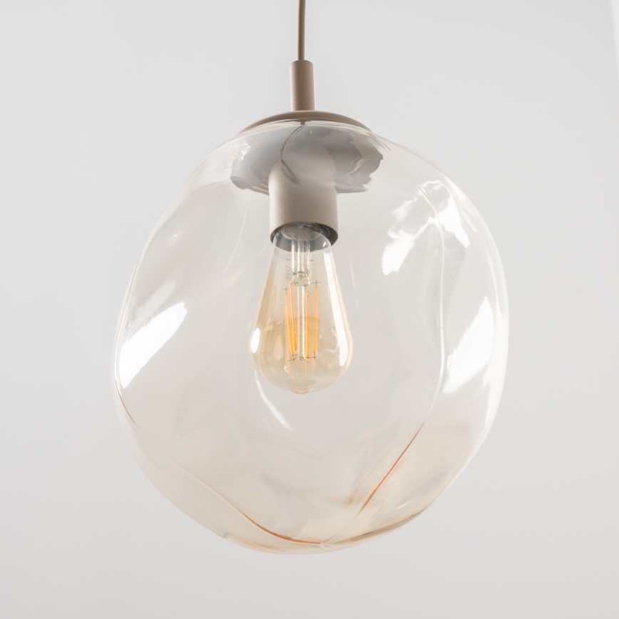 BRILAGI - Lustră suspendată pe cablu VULCANO 1xE27/15W/230V, diam. 25 cm, bej/bej fumuriu
