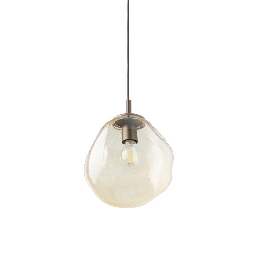 Brilagi - Lampă suspendată pe cablu VULCANO 1xE27/15W/230V Ø 25 cm bronz/bej fumuriu