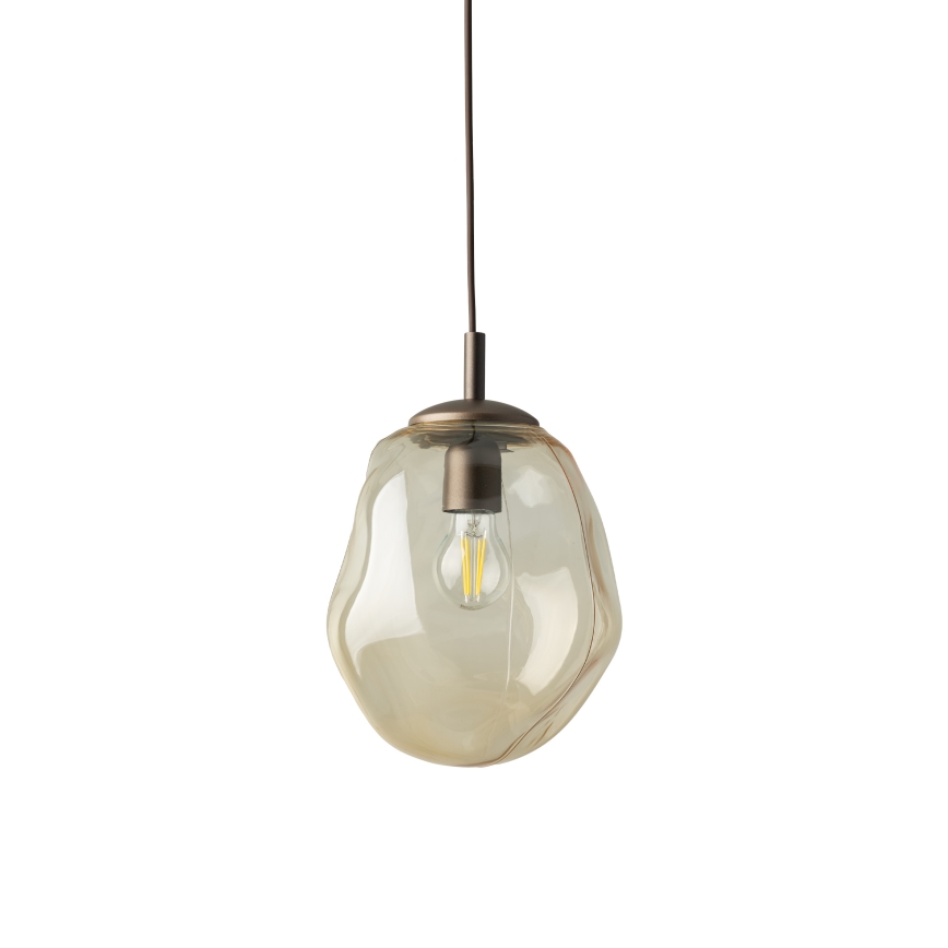 Brilagi - Lampă suspendată pe cablu VULCANO 1xE27/15W/230V Ø 25 cm bronz/bej fumuriu