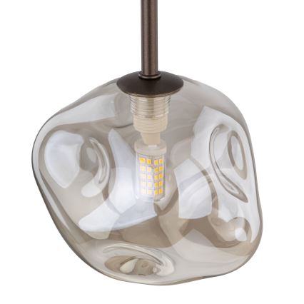 Brilagi - Lustră suspendată pe cablu VULCANO 1xG9/8W/230V bronz/bej fumuriu