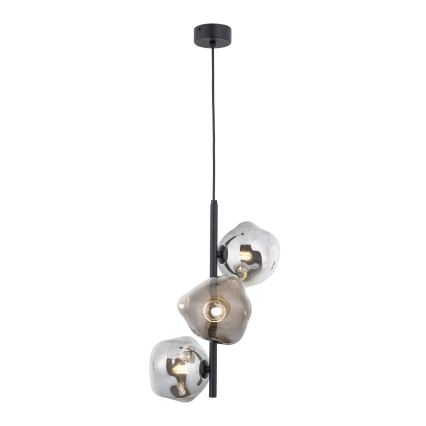 Brilagi - Lustra suspendată pe cablu VULCANO 3xG9/8W/230V negru/negru fumuriu