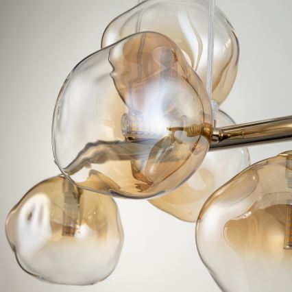 Brilagi - Lustră suspendată pe cablu VULCANO 5xG9/8W/230V auriu/bej fumuriu