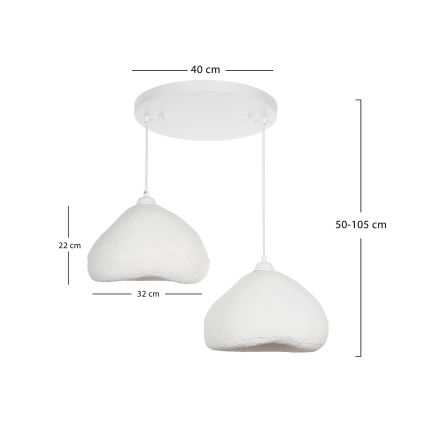 Brilagi - Lustră suspendată pe cablu WABI SABI, 2xE27/40W/230V, Ø 45 cm, albă