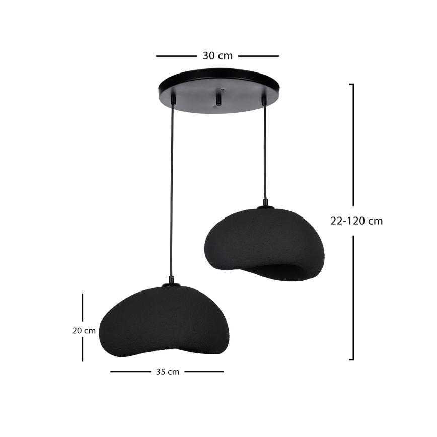 Brilagi - Lustră suspendată pe cablu WABI SABI, 2xE27/40W/230V, Ø 60 cm, neagră