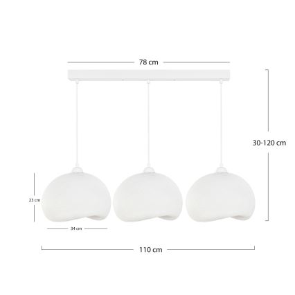 Brilagi - Lustră suspendată pe cablu WABI SABI 3xE27/40W/230V albă