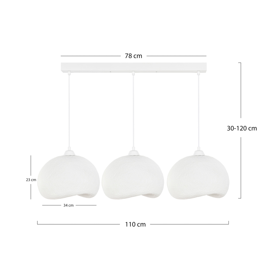 Brilagi - Lustră suspendată pe cablu WABI SABI 3xE27/40W/230V albă