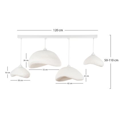 Brilagi - Lustră suspendată pe cablu WABI SABI 4xE27/40W/230V albă