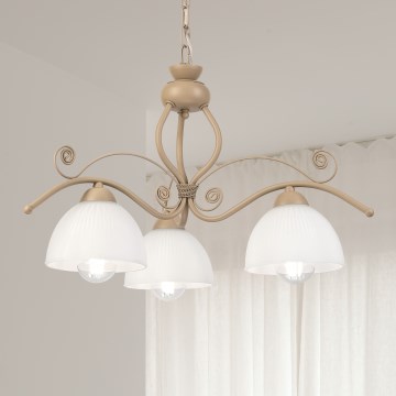 Brilagi - Lustră suspendată pe lanț ANTICO MODERN 3xE27/60W/230V bej