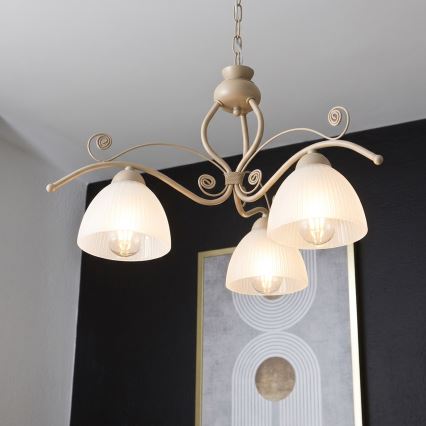 Brilagi - Lustră suspendată pe lanț ANTICO MODERN 3xE27/60W/230V bej