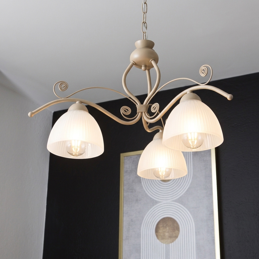 Brilagi - Lustră suspendată pe lanț ANTICO MODERN 3xE27/60W/230V bej