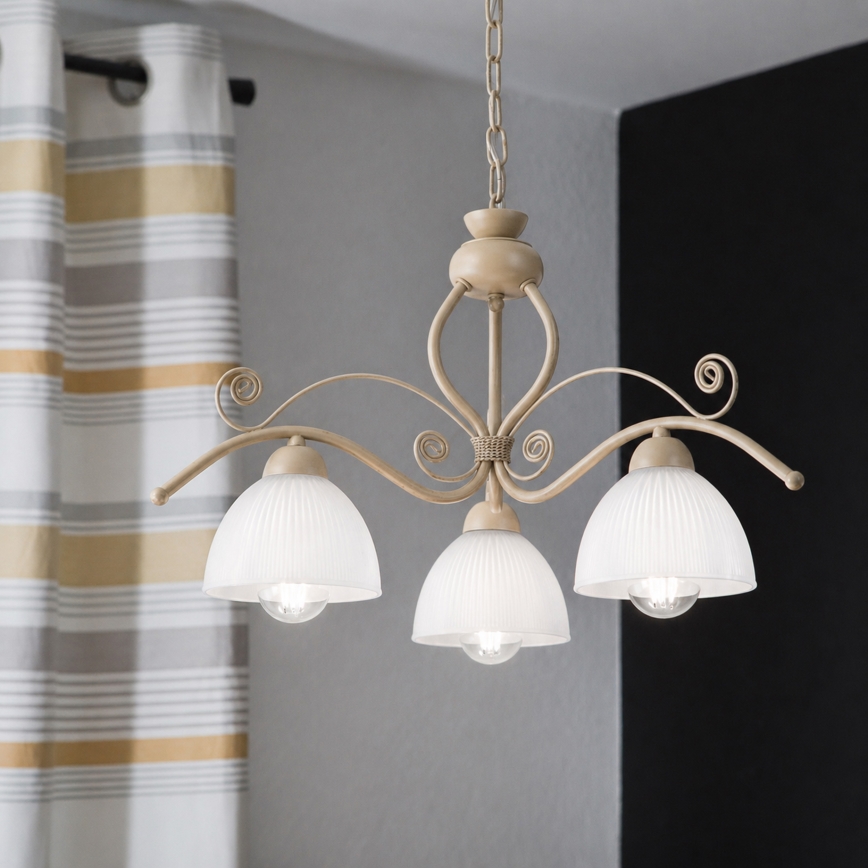 Brilagi - Lustră suspendată pe lanț ANTICO MODERN 3xE27/60W/230V bej