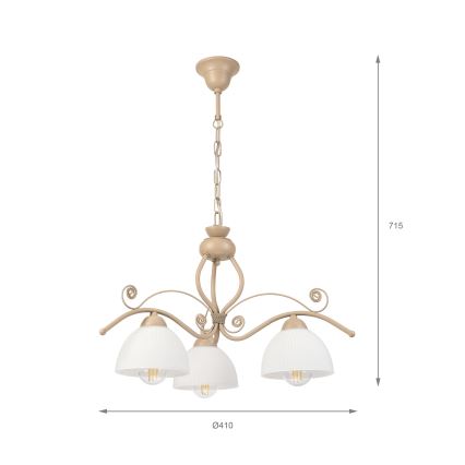 Brilagi - Lustră suspendată pe lanț ANTICO MODERN 3xE27/60W/230V bej