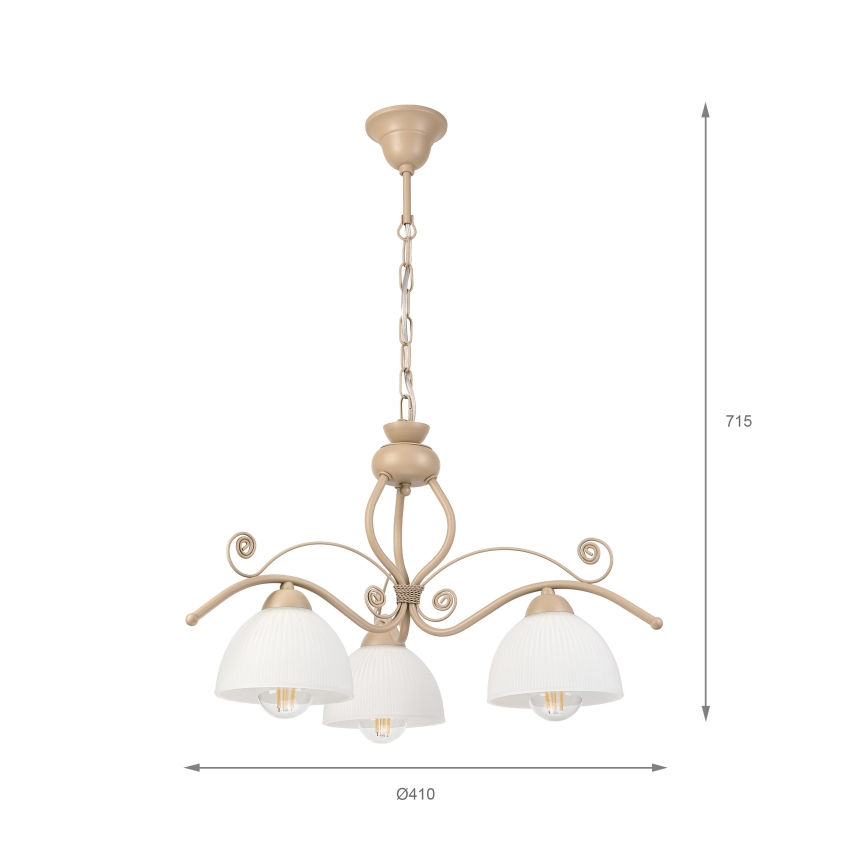 Brilagi - Lustră suspendată pe lanț ANTICO MODERN 3xE27/60W/230V bej