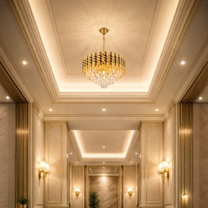 Brilagi - Lustră suspendată pe lanț CRISTAL, 5 x soclu E14 (max. 40 W pe bec), 230 V, diametru 38 cm