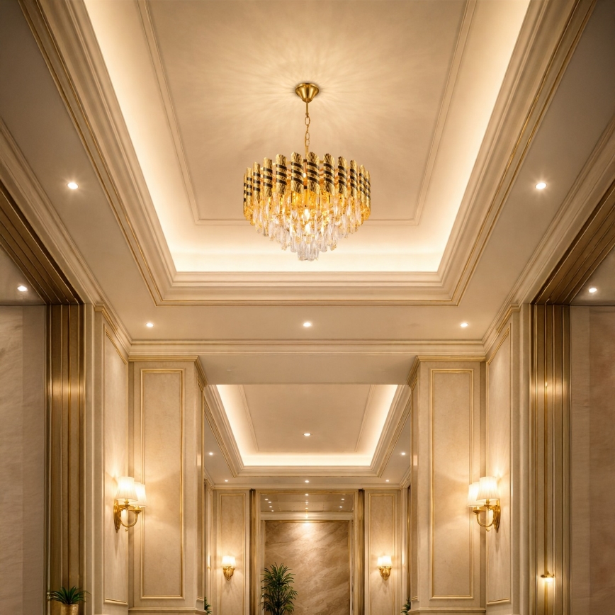 Brilagi - Lustră suspendată pe lanț CRISTAL, 5 x soclu E14 (max. 40 W pe bec), 230 V, diametru 38 cm