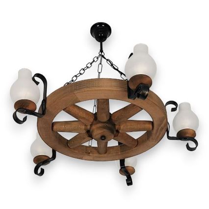 Brilagi - Lustră suspendată pe lanț ROATA 5xE14/40W/230V Ø 70 cm, fag