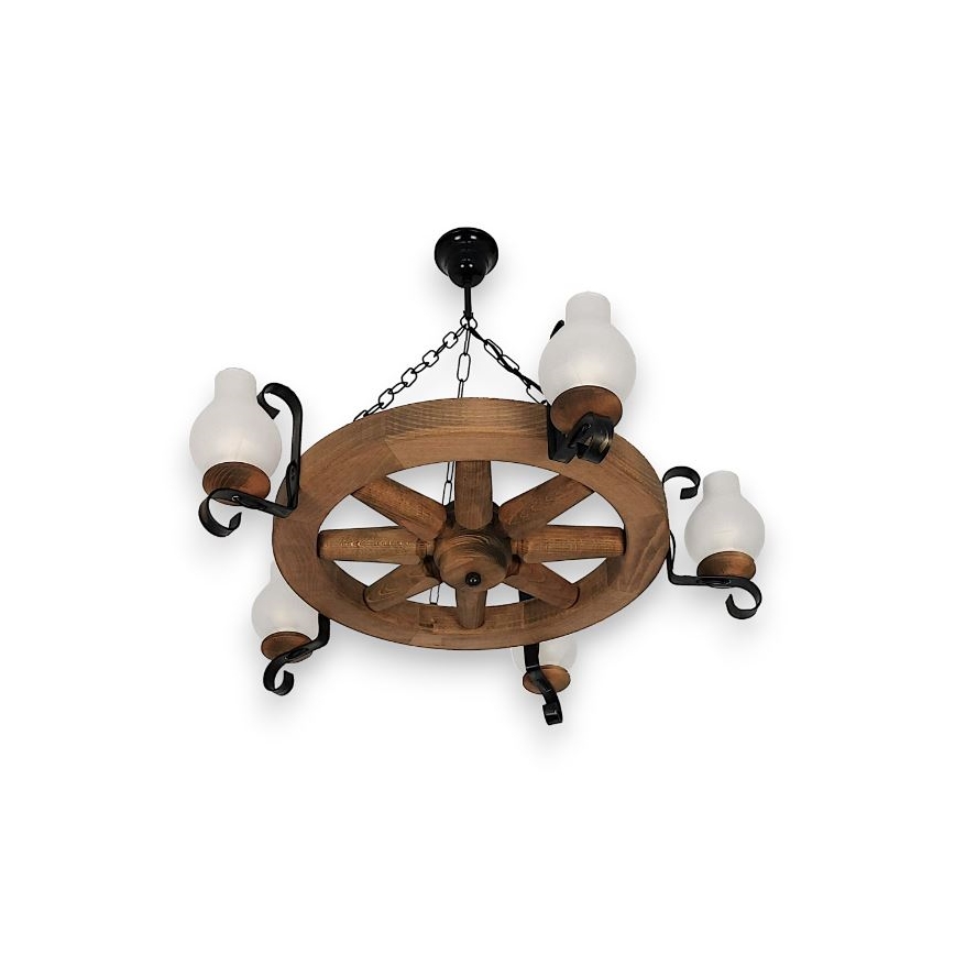 Brilagi - Lustră suspendată pe lanț ROATA 5xE14/40W/230V Ø 70 cm, fag