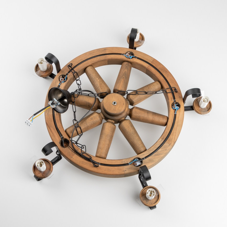 Brilagi - Lustră suspendată pe lanț ROATA 5xE14/40W/230V Ø 70 cm, fag