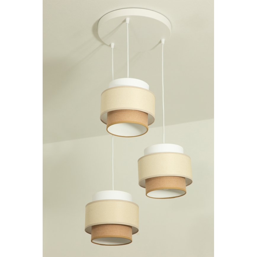 Brilagi - Lustră suspendată RESNA 3xE27/60W/230V Ø 45 cm crem/bej
