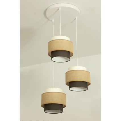 Brilagi - Lustră suspendată RESNA, Ø 45 cm, 3x E27 (max. 60 W), 230 V, bej/negru