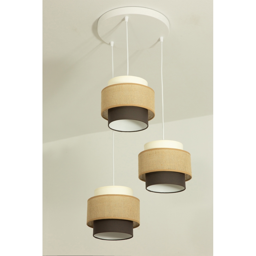 Brilagi - Lustră suspendată RESNA, Ø 45 cm, 3x E27 (max. 60 W), 230 V, bej/negru