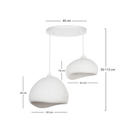 Brilagi - Lustră suspendată WABI SABI, 2x E27, max. 40 W, 230 V, Ø 70 cm, alb
