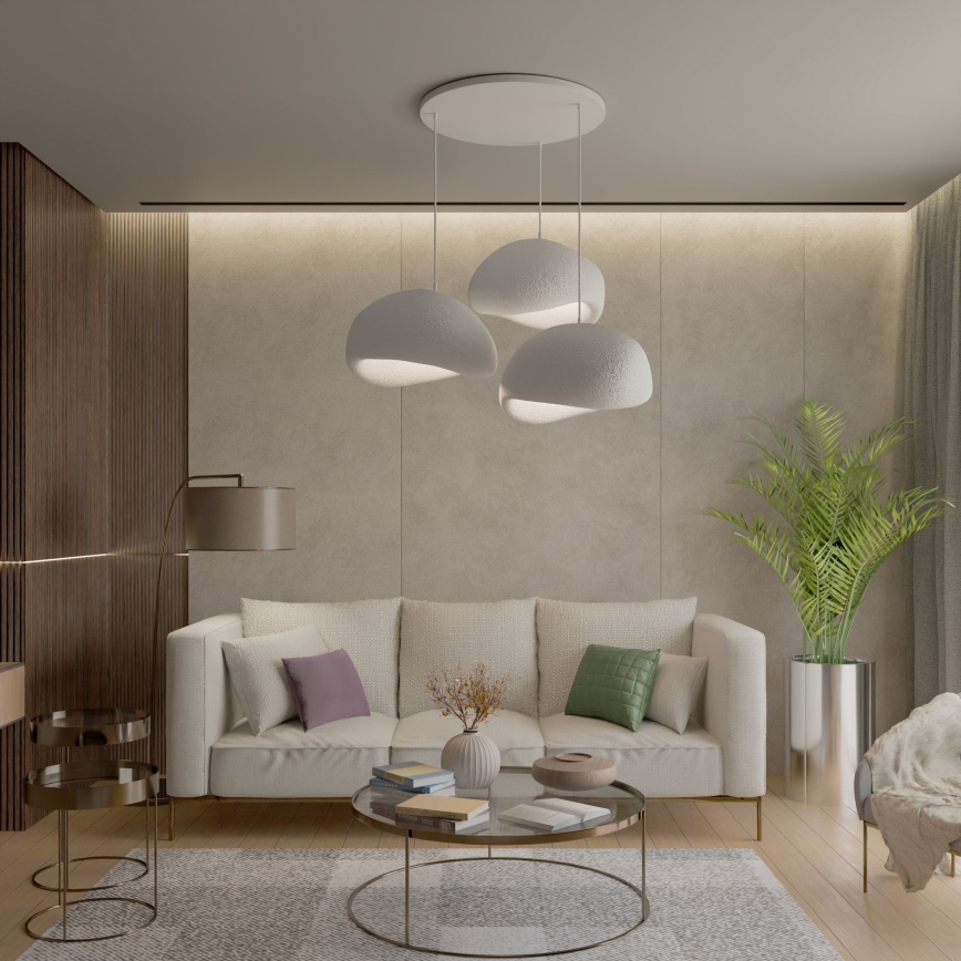 Brilagi - Lustră suspendată WABI SABI pe cablu, 3xE27/40W/230V, albă