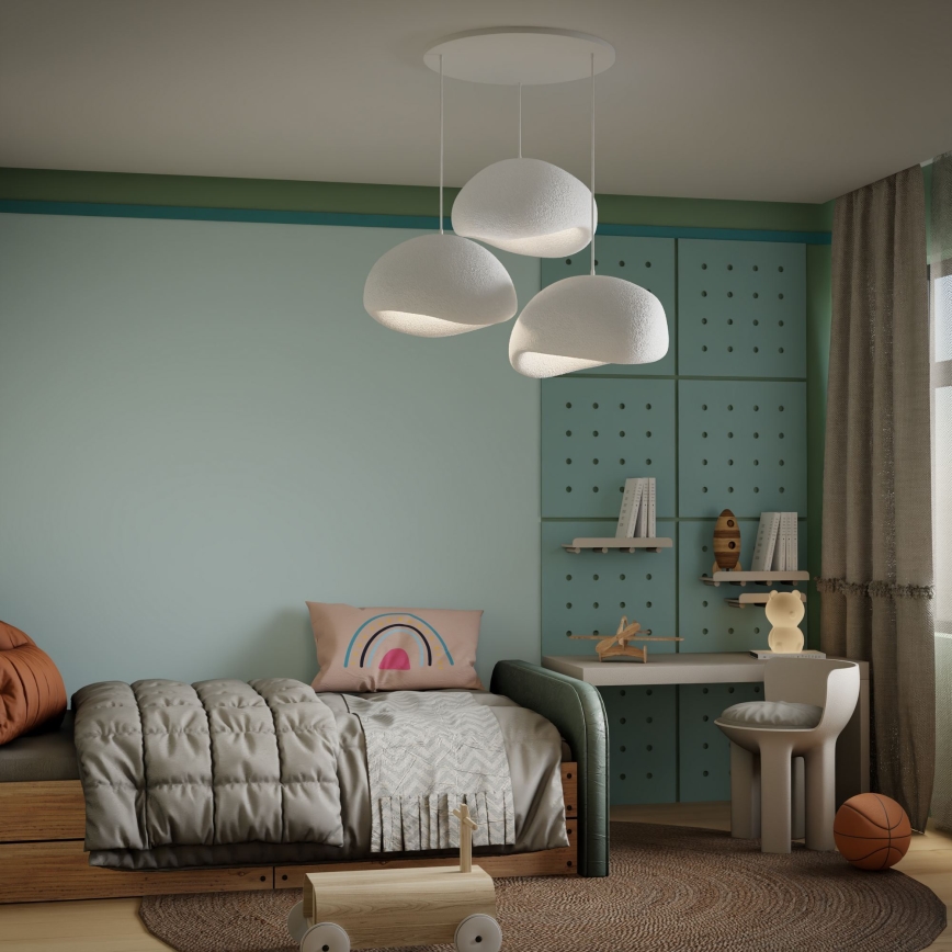 Brilagi - Lustră suspendată WABI SABI pe cablu, 3xE27/40W/230V, albă