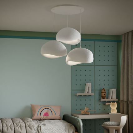 Brilagi - Lustră suspendată WABI SABI pe cablu, 3×E27 (max. 40W), 230V, Ø 60 cm, alb