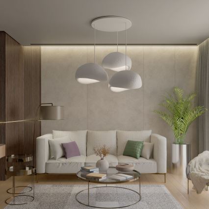 Brilagi - Lustră suspendată WABI SABI pe cablu, 3×E27 (max. 40W), 230V, Ø 60 cm, alb