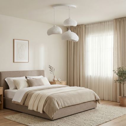 Brilagi - Lustră suspendată WABI SABI pe cablu, 3×E27 (max. 40W), 230V, Ø 60 cm, alb