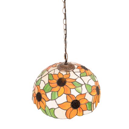 Brilagi - Lustră Tiffany cu vitralii, pe lanț, model SUNFLOWER, 1xE27/60W/230V, Ø 40 cm