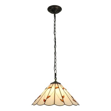 Brilagi - Lustră Tiffany cu vitralii, suspendată pe lanț, FOLIA, 1x E27/60W/230V, Ø 40 cm