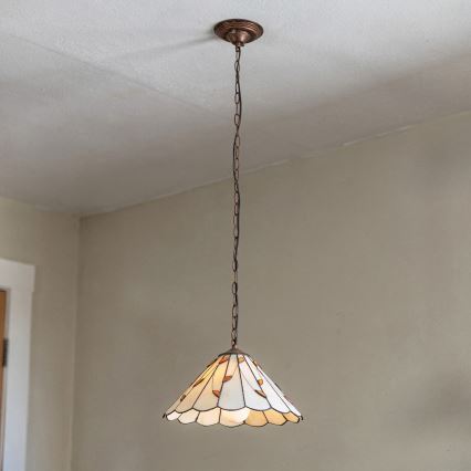 Brilagi - Lustră Tiffany cu vitralii, suspendată pe lanț, FOLIA, 1x E27/60W/230V, Ø 40 cm