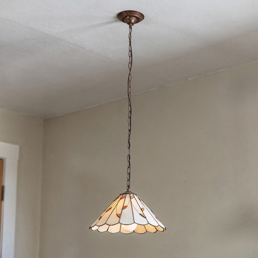 Brilagi - Lustră Tiffany cu vitralii, suspendată pe lanț, FOLIA, 1x E27/60W/230V, Ø 40 cm