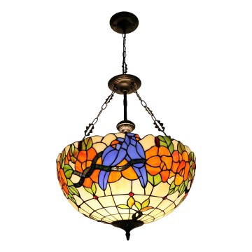 Brilagi - Lustră Tiffany din vitralii JUNGLE, cu lanț, 3xE27/60W/230V, Ø 50 cm