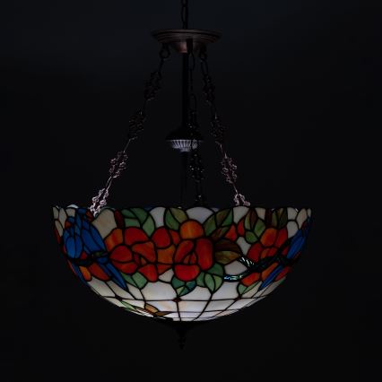 Brilagi - Lustră Tiffany din vitralii JUNGLE, cu lanț, 3xE27/60W/230V, Ø 50 cm