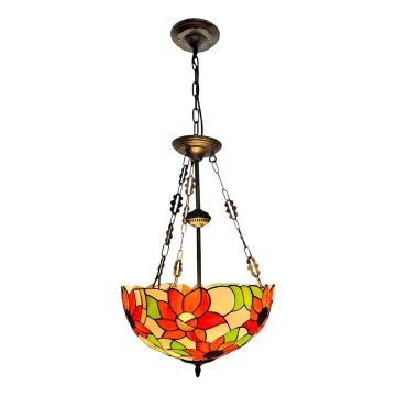 Brilagi - Lustră Tiffany din vitralii, suspendată pe lanț SUNFLOWER, 3xE27/60W/230V, Ø 50 cm