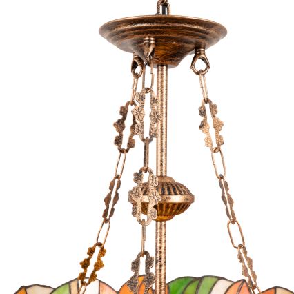 Brilagi - Lustră Tiffany din vitralii, suspendată pe lanț SUNFLOWER, 3xE27/60W/230V, Ø 50 cm