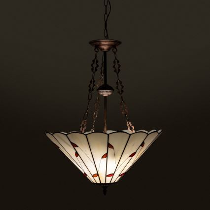 Brilagi - Lustră Tiffany FOLIA, cu vitralii, pe lanț, 3xE27/60W/230V, diam. 50 cm
