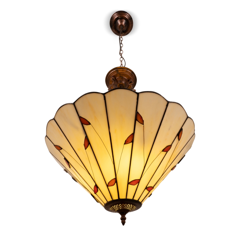Brilagi - Lustră Tiffany FOLIA, cu vitralii, pe lanț, 3xE27/60W/230V, diam. 50 cm