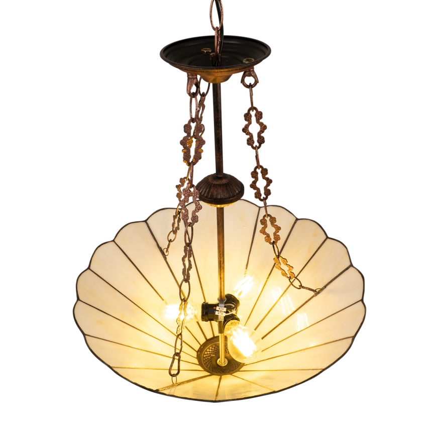 Brilagi - Lustră Tiffany FOLIA, cu vitralii, pe lanț, 3xE27/60W/230V, diam. 50 cm