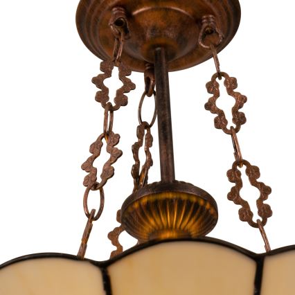 Brilagi - Lustră Tiffany FOLIA, cu vitralii, pe lanț, 3xE27/60W/230V, diam. 50 cm