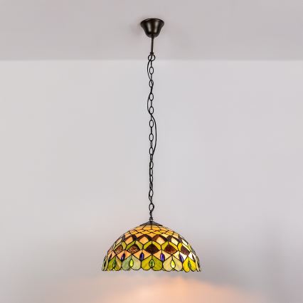 Brilagi - Lustră Tiffany MARGARET cu vitralii, pe lanț, 2xE27/60W/230V