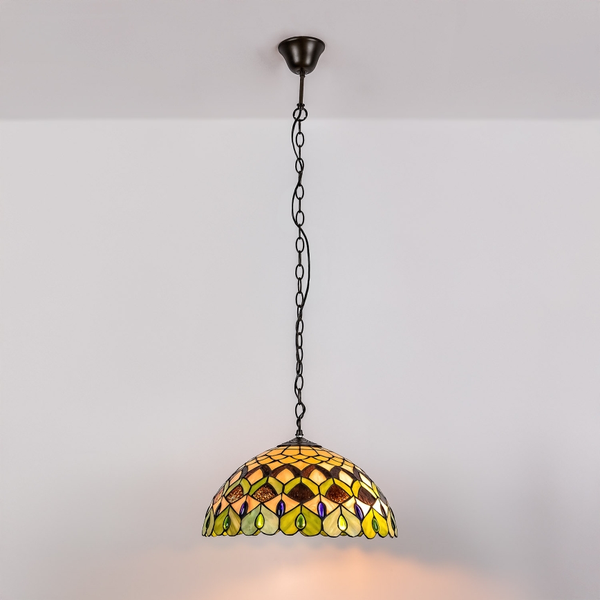 Brilagi - Lustră Tiffany MARGARET cu vitralii, pe lanț, 2xE27/60W/230V