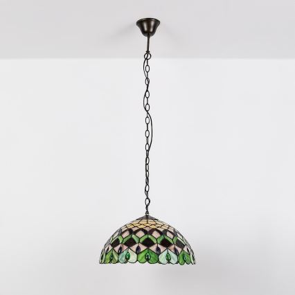 Brilagi - Lustră Tiffany MARGARET cu vitralii, pe lanț, 2xE27/60W/230V